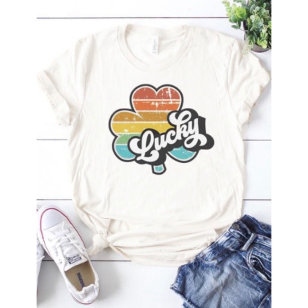 🍀HPX3🍀Just Large left LUCKY Retro Graphic Tee - Picture 2 of 7